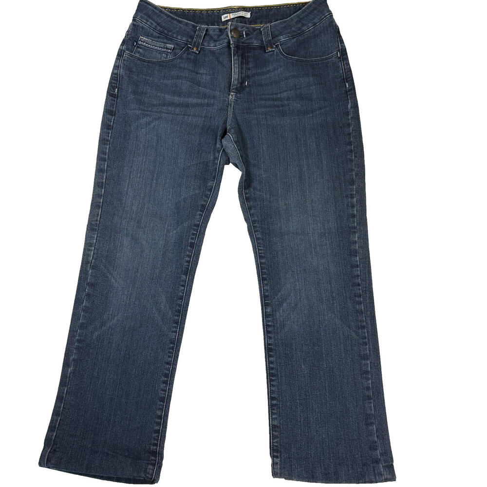 Lee Perfect Fit Bootcut Jeans Women’s Size 12 Short Blue Denim Stretch Baggy Y2K